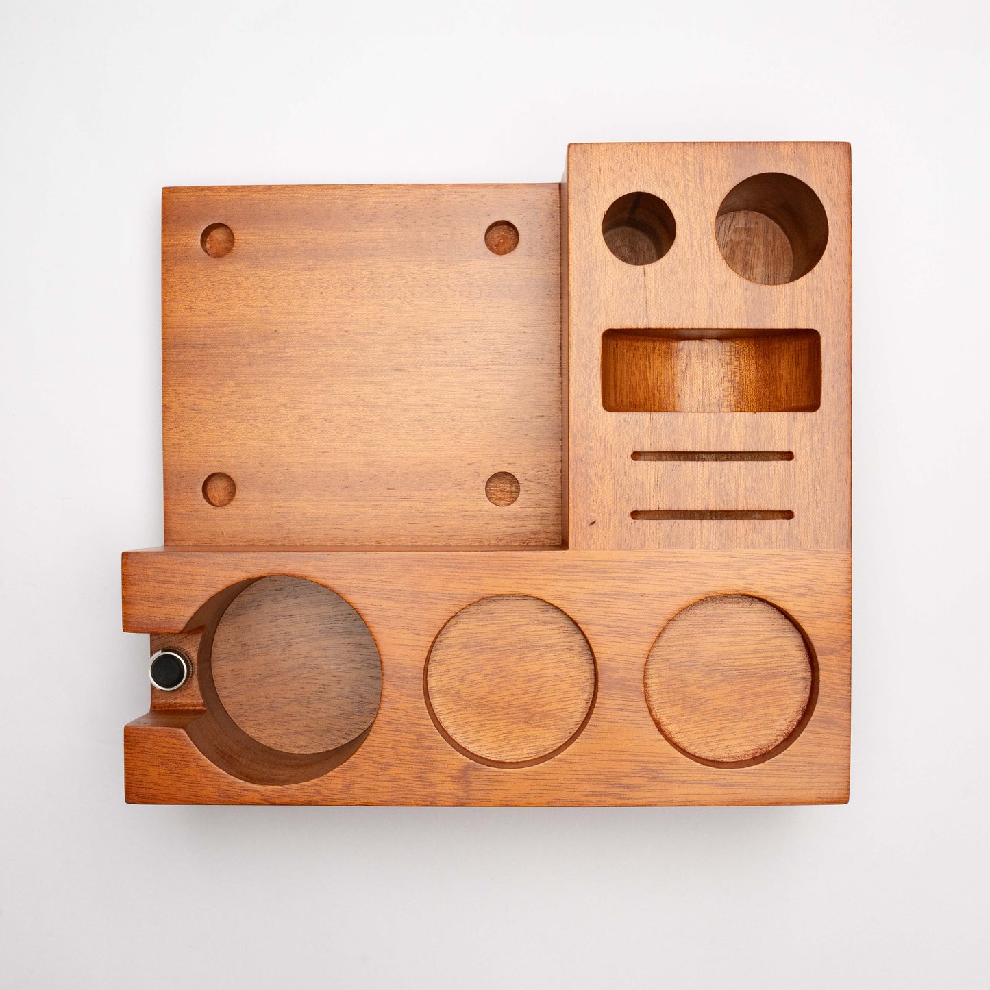 Coffee Tamping Station & Knock Box (Mahogany)