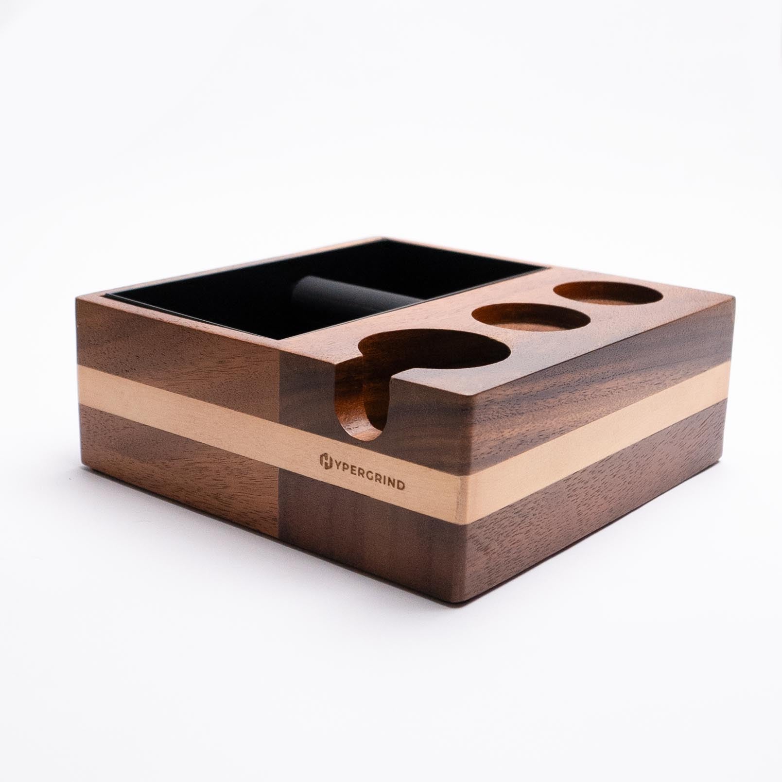 Coffee Tamping Station & Knock Box (Walnut/Beechwood)